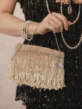 From St Xavier Roxy Flapper Champagne Ivory Anthropologie Beholden Formal Bag